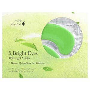 100% PURE Bright Eyes Máscaras para a Área dos Olhos de Hidrogel 5 Máscaras 8 g (028 oz) Cada