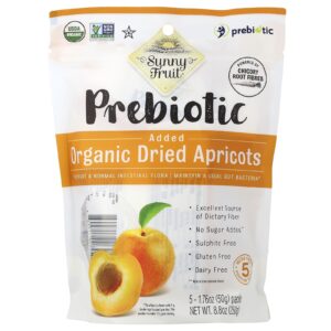 Sunny Fruit Damascos Orgânicos Desidratados com Adição de Prebióticos 5 Pacotes 50 g (176 oz) Cada