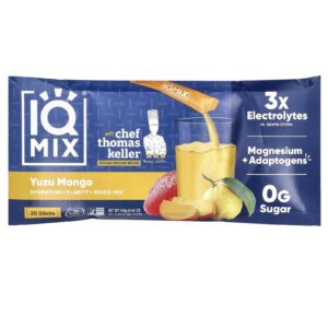 IQBAR IQMIX® Mistura de Hidratação + Clareza + Humor Manga Yuzu 20 Bastões 8 g (028 oz) Cada
