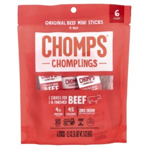 Chomps Chomplings Minivarinhas de Carne Originais Suave 6 Bastões 14 g (05 oz) Cada