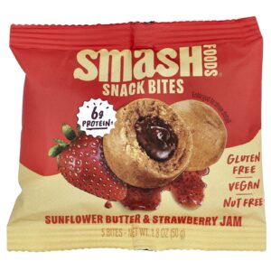 Smash Foods Snack Bites Manteiga de Girassol e Geleia de Morango 5 Bites 50 g (18 oz)
