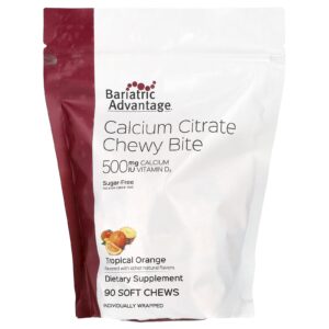Bariatric Advantage Mastigável de Citrato de Cálcio Sem Açúcar Laranja Tropical 90 Cápsulas Mastigáveis