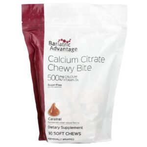Bariatric Advantage Mastigável de Citrato de Cálcio Sem Açúcar Caramelo 90 Cápsulas Mastigáveis