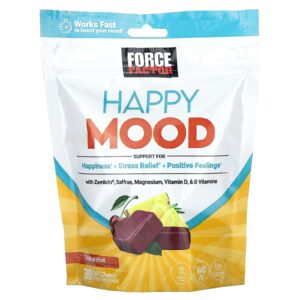 Force Factor Happy Mood Frutas Tropicais 30 Cápsulas Mastigáveis