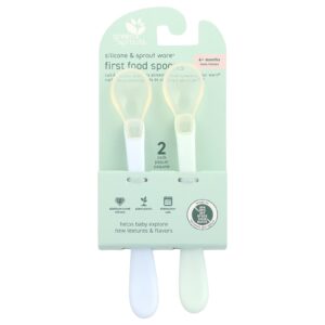 Green Sprouts Silicone & Sprout ware® First Food Spoons A partir de 6 Meses Light Ealight 2 Unidades