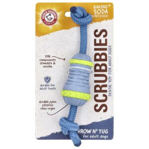 Arm & Hammer Scrubbies Brinquedo Dentário para Cães Adultos Throw N Tug 1 Brinquedo