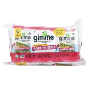 gimMe Lanches de Algas Marinhas Assadas Churrasco Coreano 6 Pacotes 5 g (017 oz) Cada