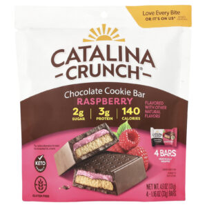 Catalina Crunch Barra de Biscoito de Chocolate Framboesa 4 Barras 33 g (116 oz) Cada