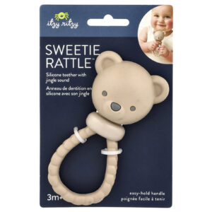 itzy ritzy Sweetie Rattle™ Mordedor de Silicone com Jingle A partir de 3 Meses Ursinho 1 Unidade