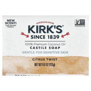 Kirks Sabonete de Castela em Barra com Óleo de Coco 100% Premium Toque Cítrico 113 g (4 oz)