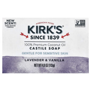 Kirks Sabonete de Castela em Barra Para Peles Sensíveis Lavanda e Baunilha 113 g (4 oz)