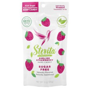 Stevita Naturals Naturals Doces Duras sem Açúcar Morango Sublime 85 g (3 oz)