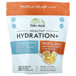 Terra Origin Healthy Hydration+ Splash Tropical 30 Embalagens para Qualquer Lugar 62 g (022 oz) Cada