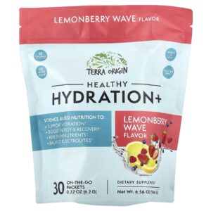 Terra Origin Healthy Hydration+ Onda de Limão 30 Embalagens para Qualquer Lugar 62 g (022 oz) Cada