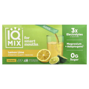 IQBAR IQMIX® Mistura de Hidratação + Clareza + Humor Limão Siciliano e Limão Taiti 20 Bastões 8 g (028 oz) Cada