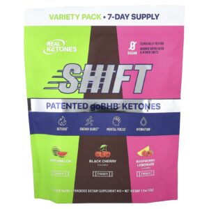 Real Ketones Shift Embalagem Variada Melancia Cereja Negra Limonada de Framboesa 7 Embalagens 53 g (19 oz)