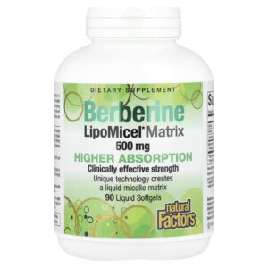 Natural Factors Berberina Matriz LipoMicel 500 mg 90 Cápsulas Softgel Líquidas