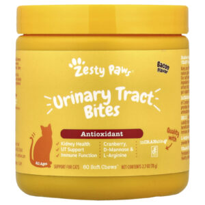 Zesty Paws Urinary Tract Bites For Cats All Ages Bacon 60 Soft Chews 2.7 oz (78 g)
