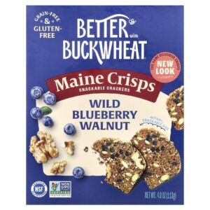 Better with Buckwheat Biscoitos Maine Crisps Mirtilo Silvestre e Noz 113 g (4 oz)