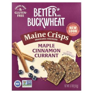 Better with Buckwheat Maine Crisp Biscoitos para Lanche Crocantes Bordo Canela e Groselha 105 g (37 oz)