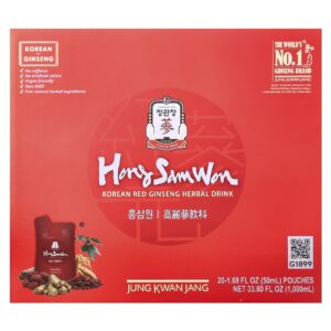 JungKwanJang Bebida de Ervas de Ginseng Vermelho Coreano 20 Sachês 50 ml (169 fl oz) Cada