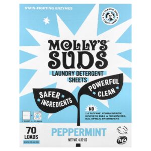 Mollys Suds Lenços para Detergente para Roupas Hortelã-pimenta 35 Lenços