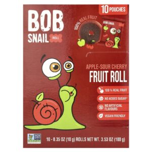 Bob Snail Rolos de Frutas Maçã e Cereja Azeda 10 Sachês 10 g (035 oz) Cada
