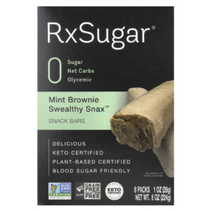 RxSugar Swealthy Snax™ Barras para Lanche Brownie de Menta 8 Pacotes 28 g (1 oz) Cada