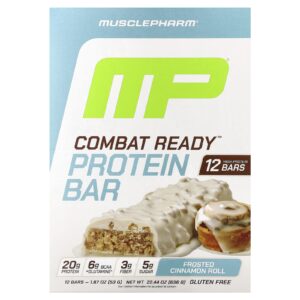 MusclePharm Barra de Proteína Combat Pronto™ Rolo de Canela Congelado 12 Barras 53 g (187 oz) Cada