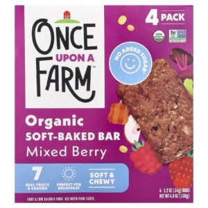 Once Upon A Farm Barra Orgânica Macia Sabor Frutos Silvestres 4 Barras 34 g (12 oz) Cada