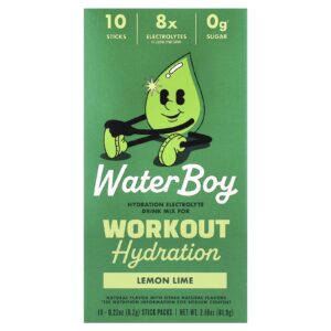 Waterboy Hidratação para Treino Mistura para Bebida de Eletrólitos Limão Siciliano 10 Embalagens 62 g (022 oz) Cada