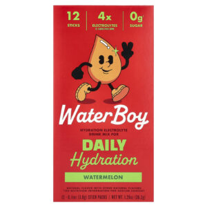 Waterboy Hidratação Diária Mistura para Bebida de Eletrólitos Melancia 12 Embalagens 3 g (011 oz) Cada