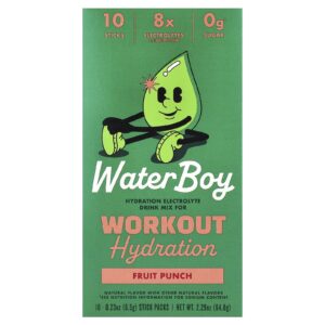 Waterboy Hidratação para Treino Mistura para Bebida de Eletrólitos Ponche de Frutas 10 Embalagens 65 g (023 oz) Cada