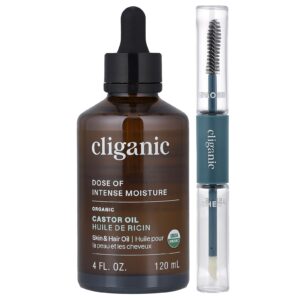 Cliganic Dose de Intense Moisture™ Óleo de Rícino Orgânico Conjunto para Cílios e Sobrancelhas 120 ml (4 fl oz)