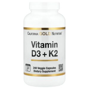 California Gold Nutrition Vitamina D3 + K2 240 Cápsulas Vegetais