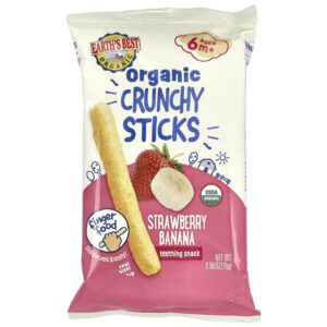 Earths Best Bastões Crocantes Orgânicos Acima de 6 Meses Banana e Morango 16 g (056 oz)