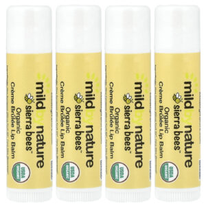 Mild By Nature Sierra Bees™ Bálsamos Labiais Orgânicos Creme Brulee 4 Unidades 425 g (015 oz) Cada