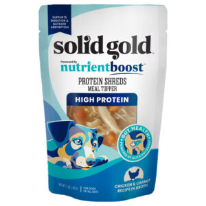 Solid Gold Cobertura para Refeições Protein Shreds Para Cães Todas as Idades Frango e Cenoura 85 g (3 oz)