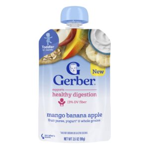 Gerber Purê de Frutas Iogurtes e Grãos Integrais A partir de 12 Meses Manga Banana e Maçã 99 g (35 oz)