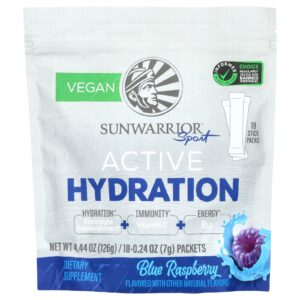 Sunwarrior Sport Hidratação Ativa Framboesa Azul 18 Embalagens 7 g (024 oz) Cada