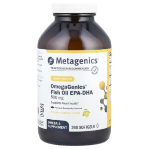 Metagenics OmegaGenics® Óleo de Peixe EPA-DHA Limão Natural 500 mg 240 Cápsulas Softgel