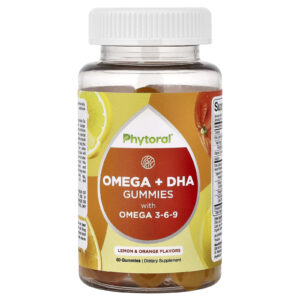 Phytoral Gomas de Ômega + DHA com Ômegas 3 6 e 9 Limão e Laranja 60 Gomas