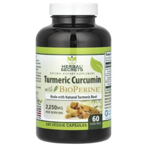 Herbal Secrets Curcumina de Cúrcuma com BioPerine 180 Cápsulas Vegetais