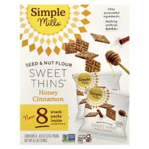 Simple Mills Farinha de Sementes e Nozes Sweet Thins® Mel e Canela 8 Pacotes 23 g (08 oz) Cada