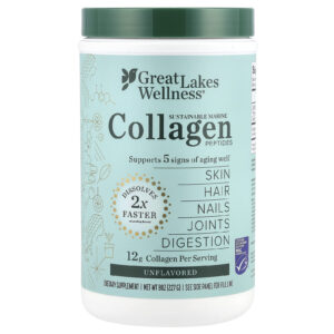 Great Lakes Wellness Peptídeos de Colágeno Marinho Sustentável Sem Sabor 227 g (8 oz)