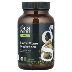 Gaia Herbs Cogumelo Juba-de-leão 120 Cápsulas Veganas