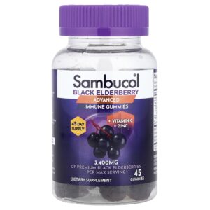 Sambucol Sabugueiro Preto Gomas para o Sistema Imunológico Avançado + Vitamina C + Zinco 45 Gomas