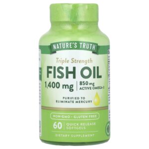 Natures Truth Óleo de Peixe Dosagem Tripla 1.400 mg 60 Cápsulas Softgel de Liberação Rápida
