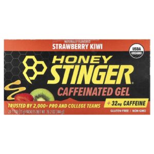 Honey Stinger Gel Cafeinado Morango e Kiwi 24 Embalagens 31 g (11 oz) Cada