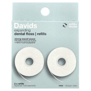 Davids Fio Dental de Expansão Refil Menta 2 Unidades (328 jardas/30 m) Cada
